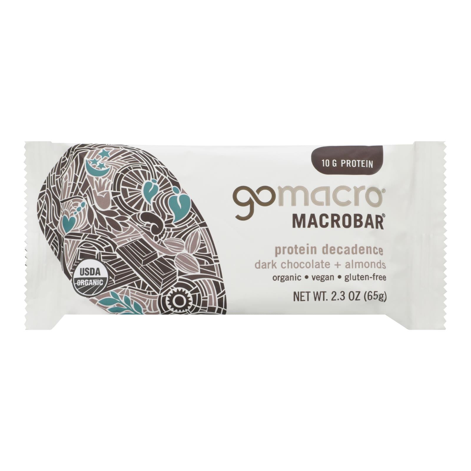 Gomacro Bar - Organic - Dark Chocolate - Almonds - Case of 12 - 2.3 oz