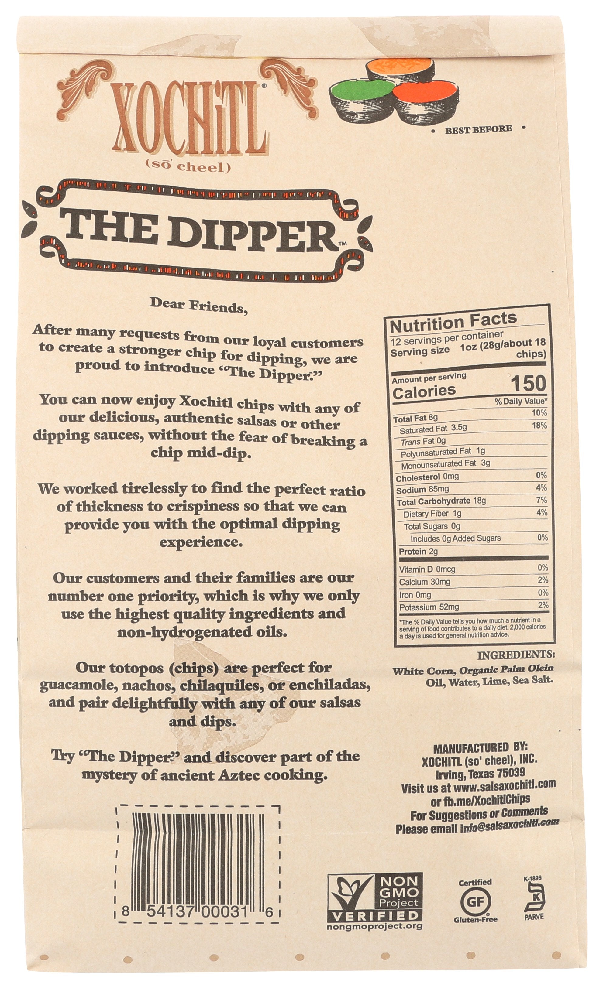 XOCHITL CHIPS DIPPING SALTED - Case of 10