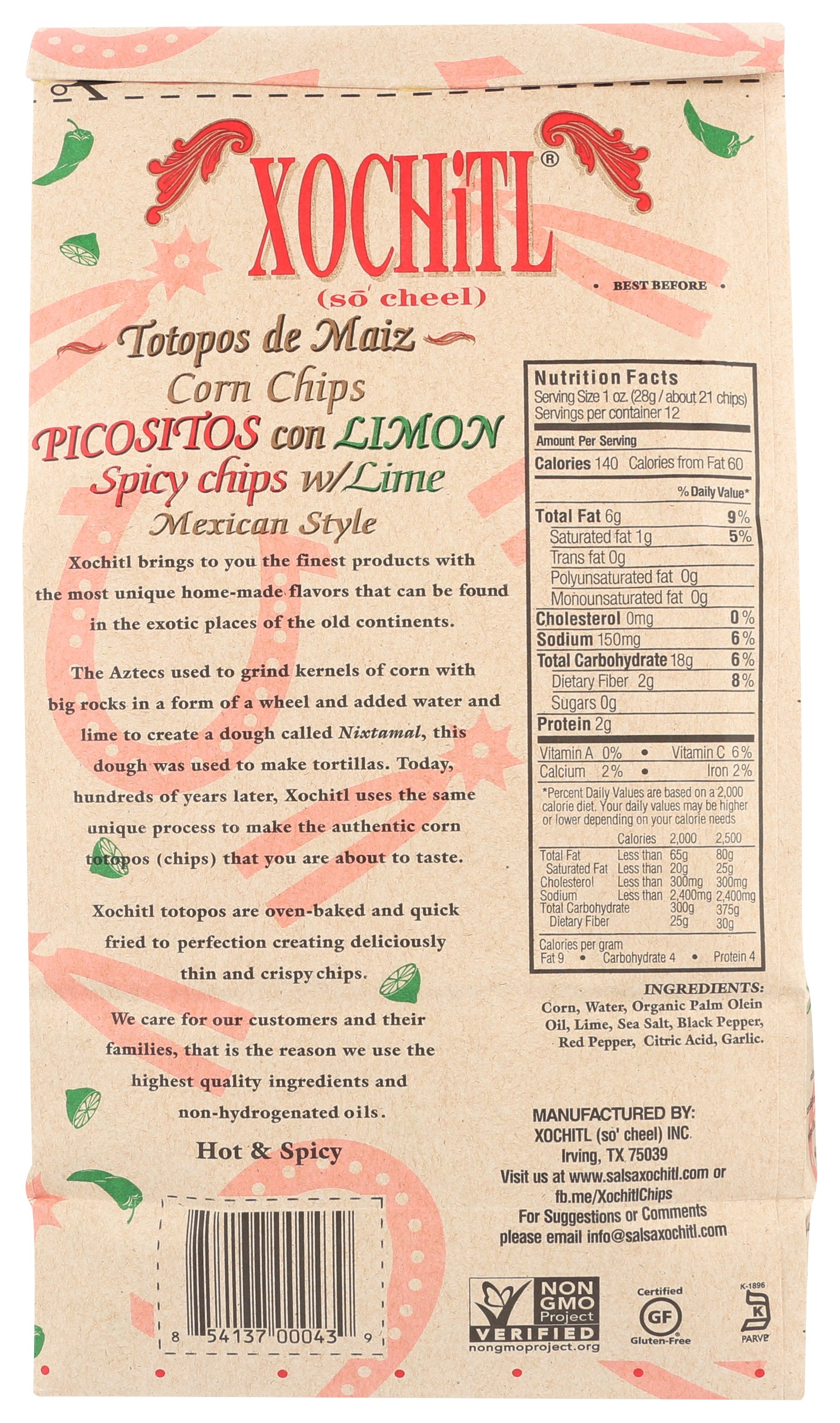 XOCHITL CHIP CORN PICOSITOS CON LIMON - Case of 10