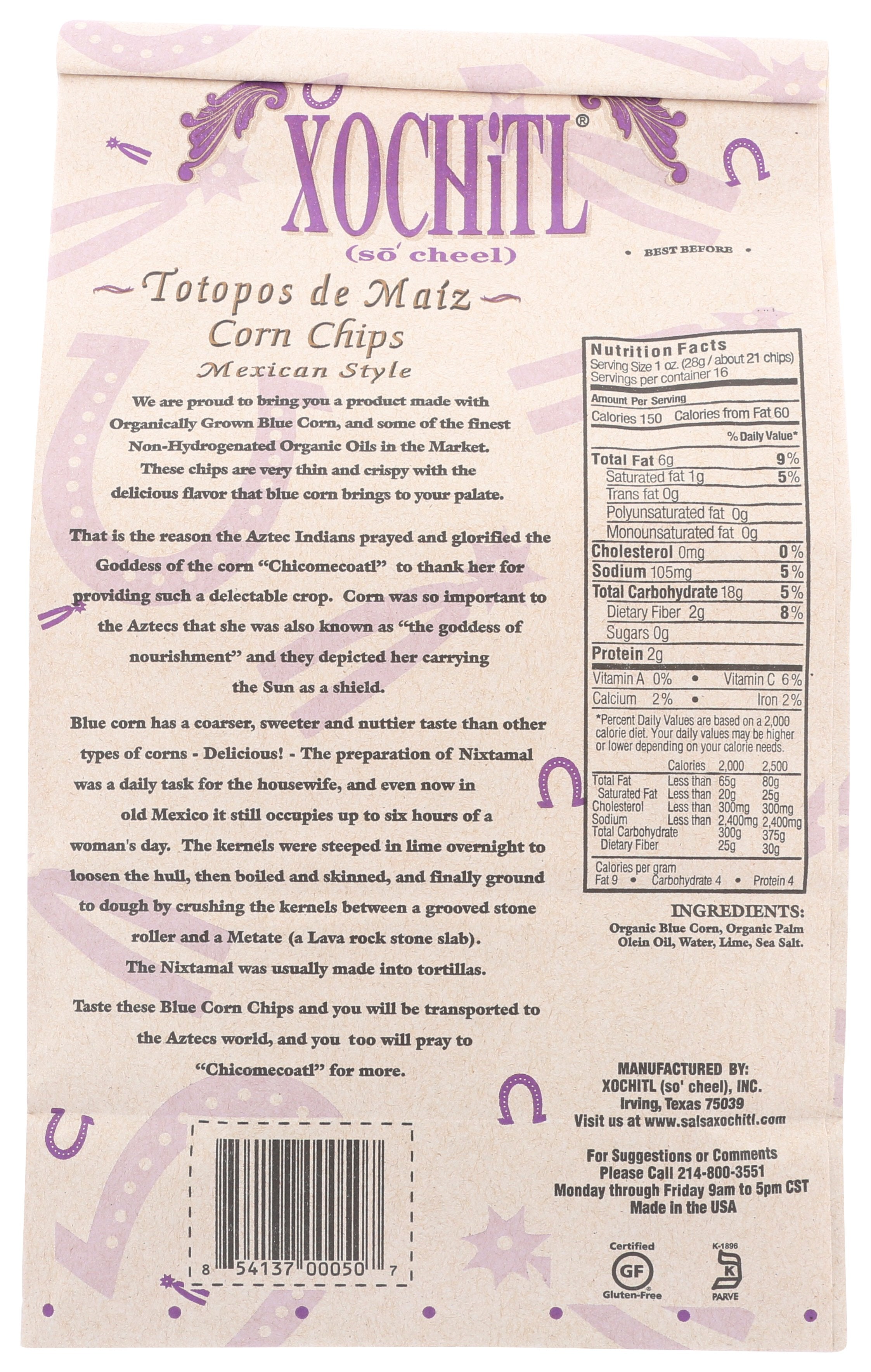 XOCHITL CHIP CORN BLUE ORG - Case of 9