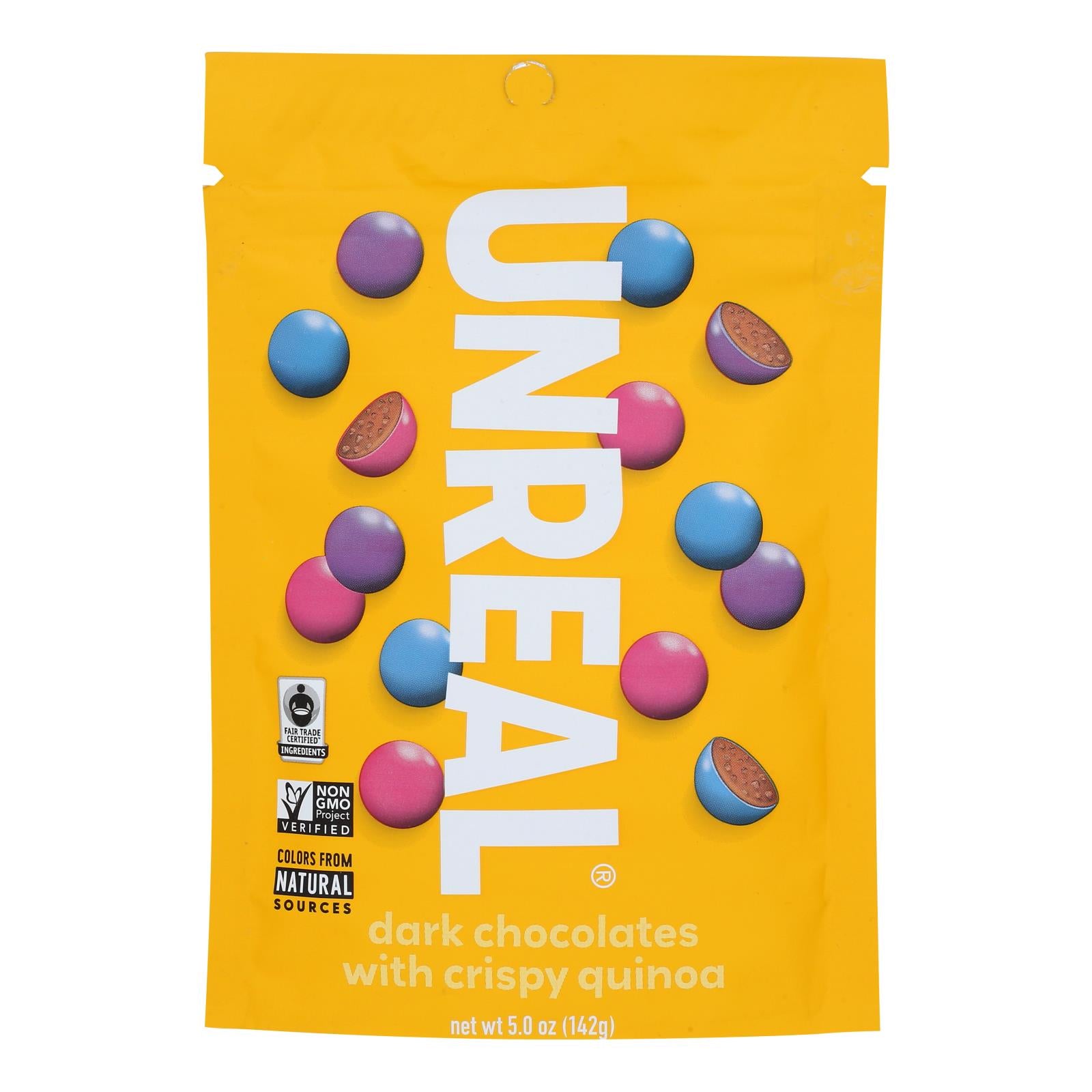 Unreal - Crispy Quinoa Chocolate Gems - Dark Chocolate - Case of 6 - 5 oz.