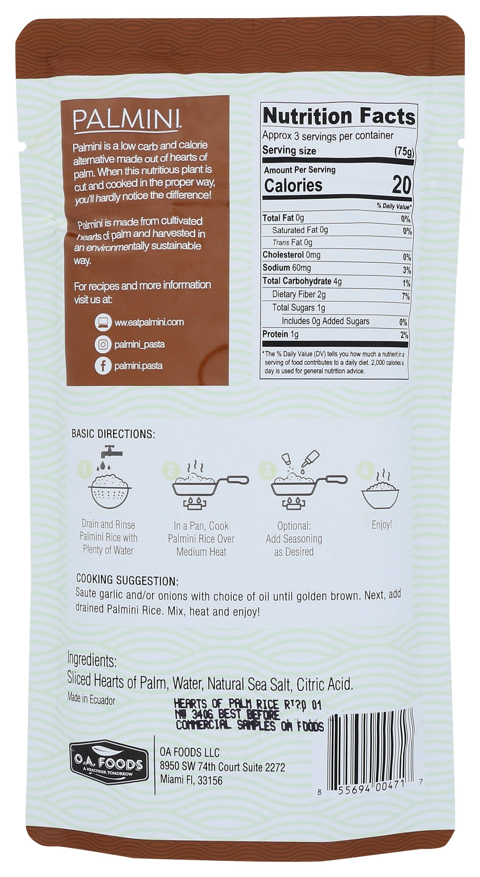 PALMINI RICE HEARTS OF PALM POUCH - Case of 6