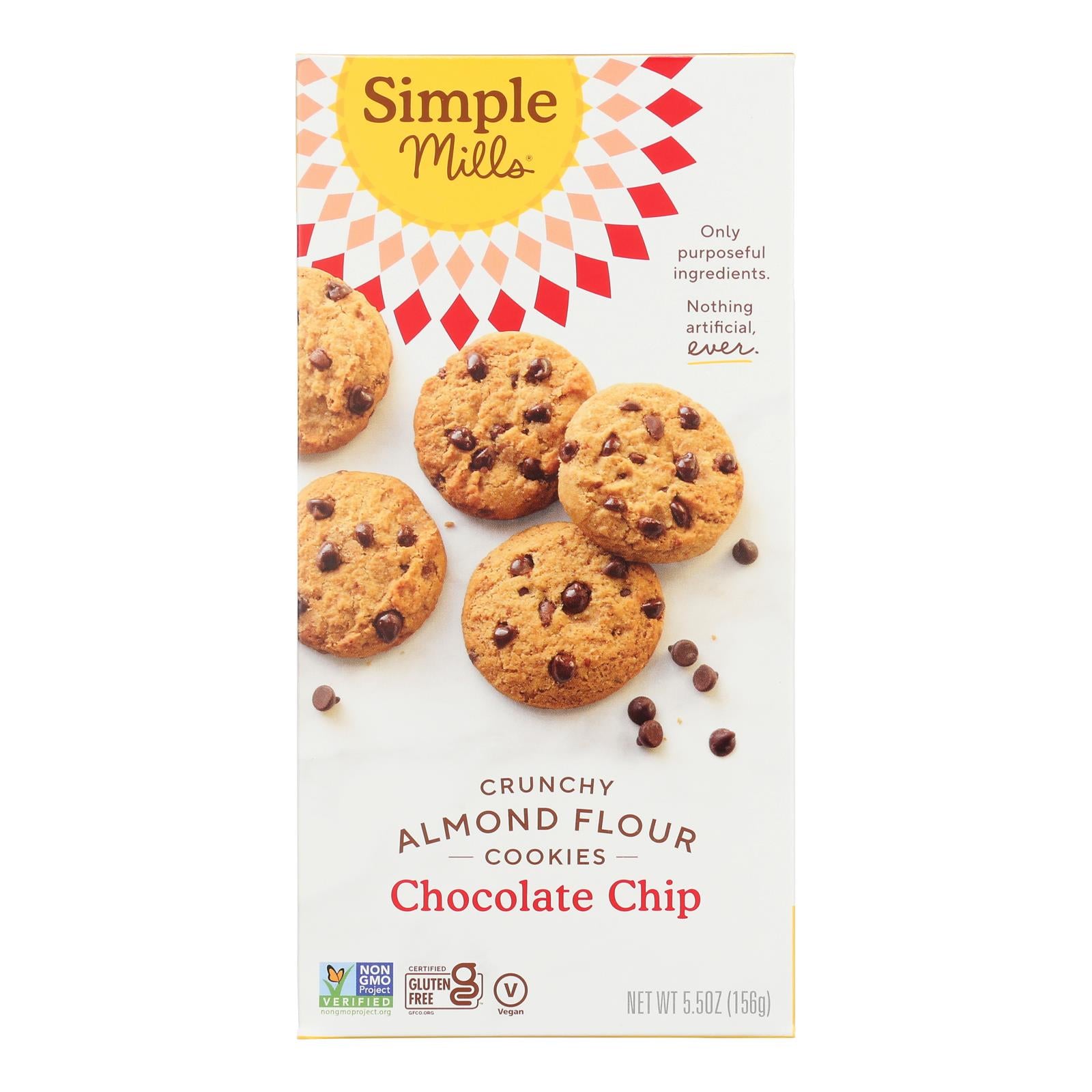 Simple Mills Cookies - Crunchy Chocolate Chip - Case Of 6 - 5.5 Oz