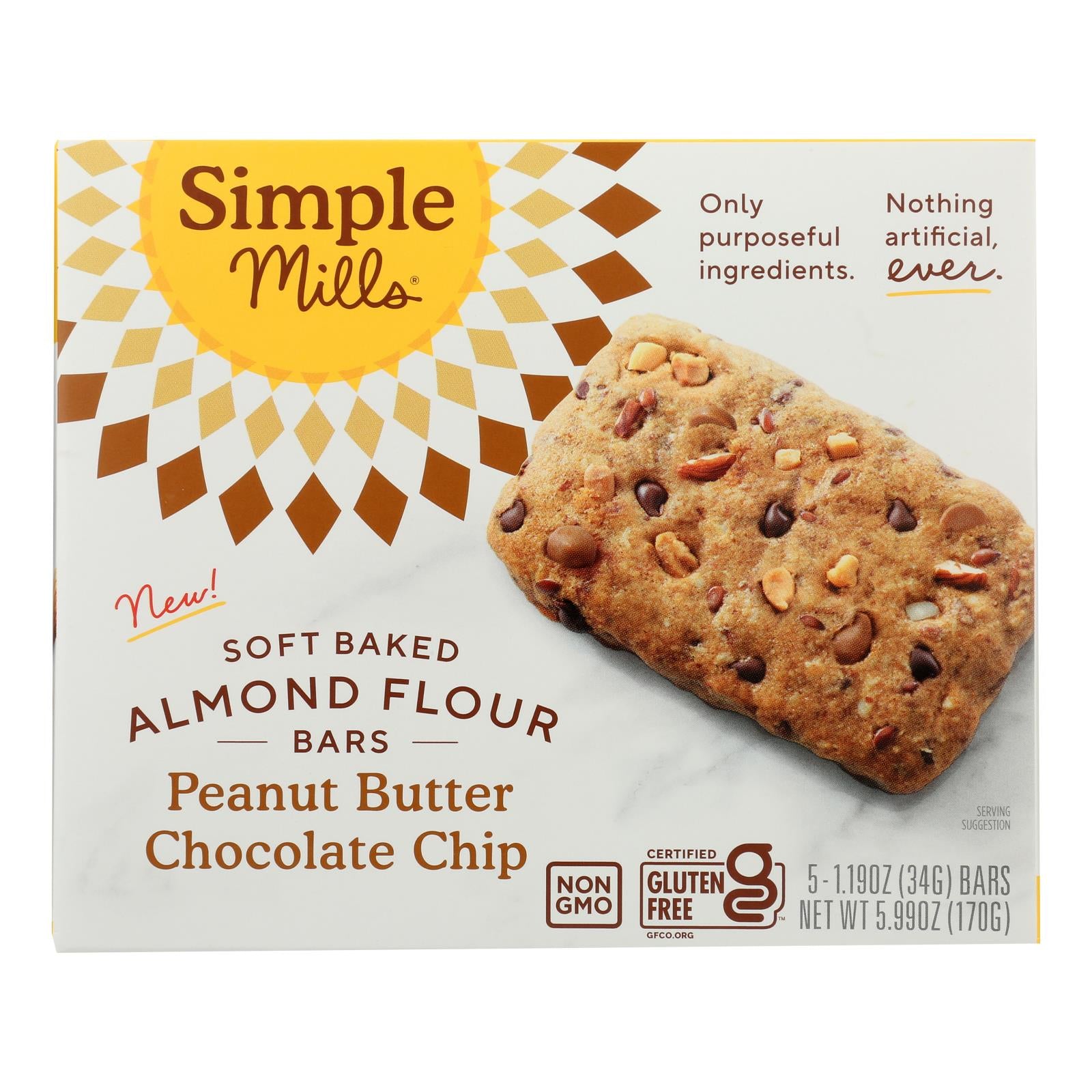 Simple Mills - Bar Sft Baked Peanut Butter Chocolate Chip - Case of 6-5.99 OZ