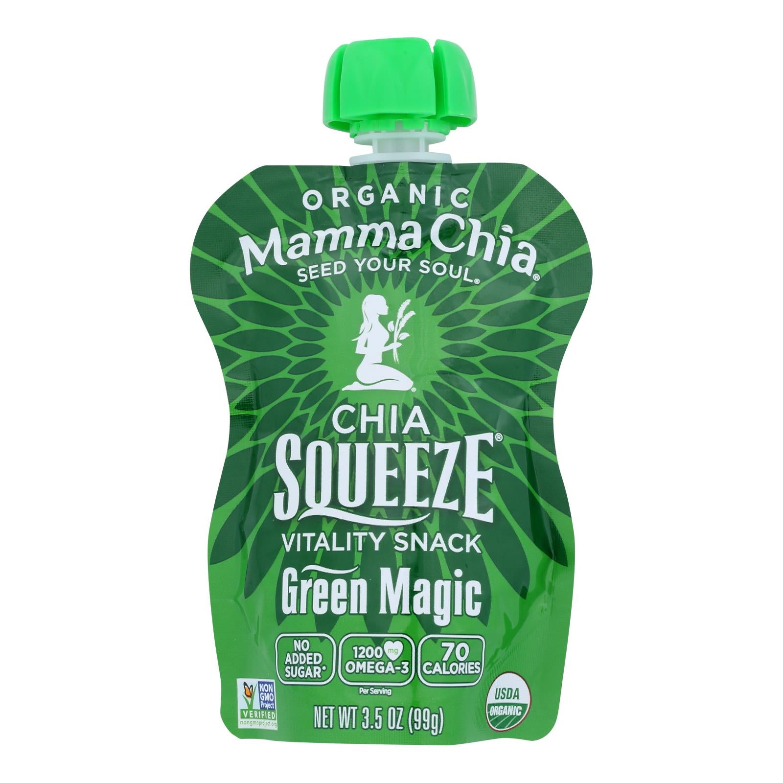 Mamma Chia Squeeze Vitality Snack - Green Magic - Case Of 16 - 3.5 Oz.