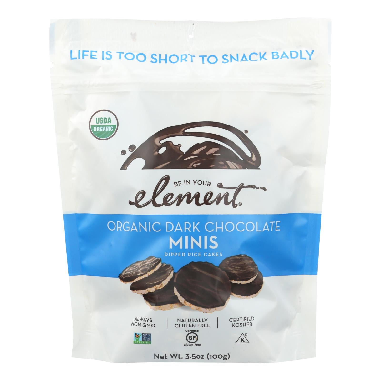Element Dark Chocolate Mini Rice Cakes  - Case of 6 - 3.5 OZ