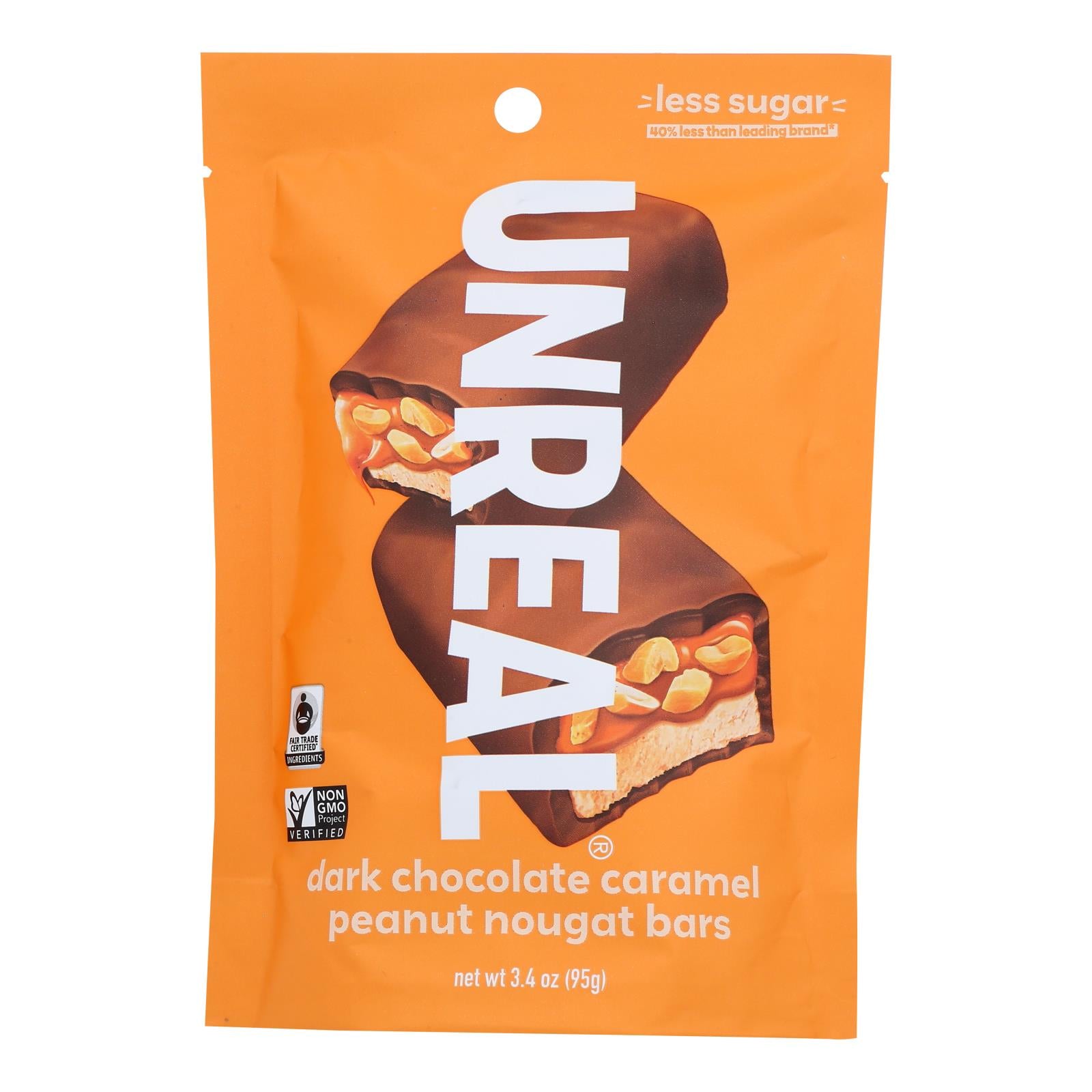 Unreal - Bar Chocolate Caramel Peanut Noug - Case of 6-3.4 OZ