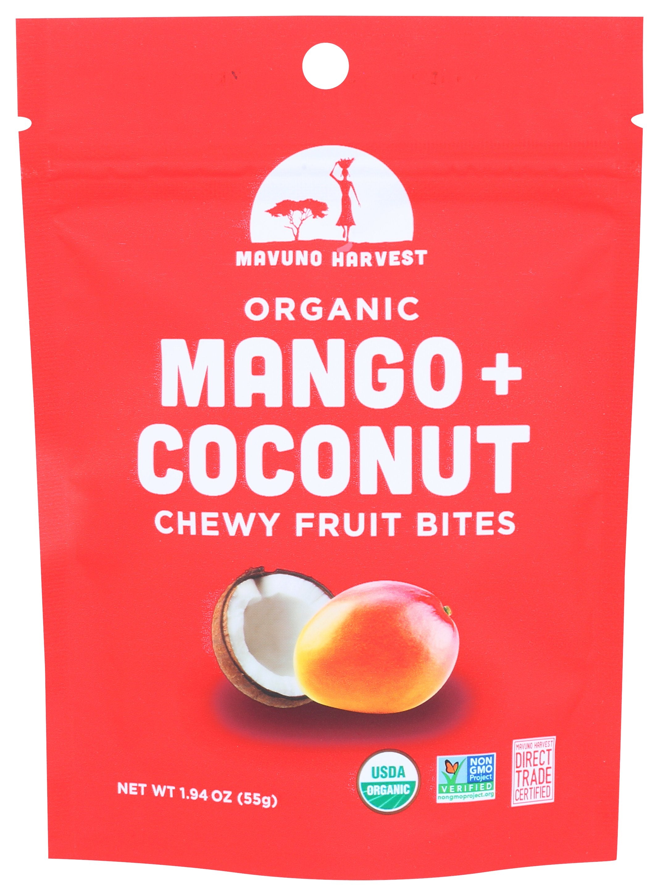 MAVUNO HARVEST BITES FRUIT MANGO COCONUT - Case of 8