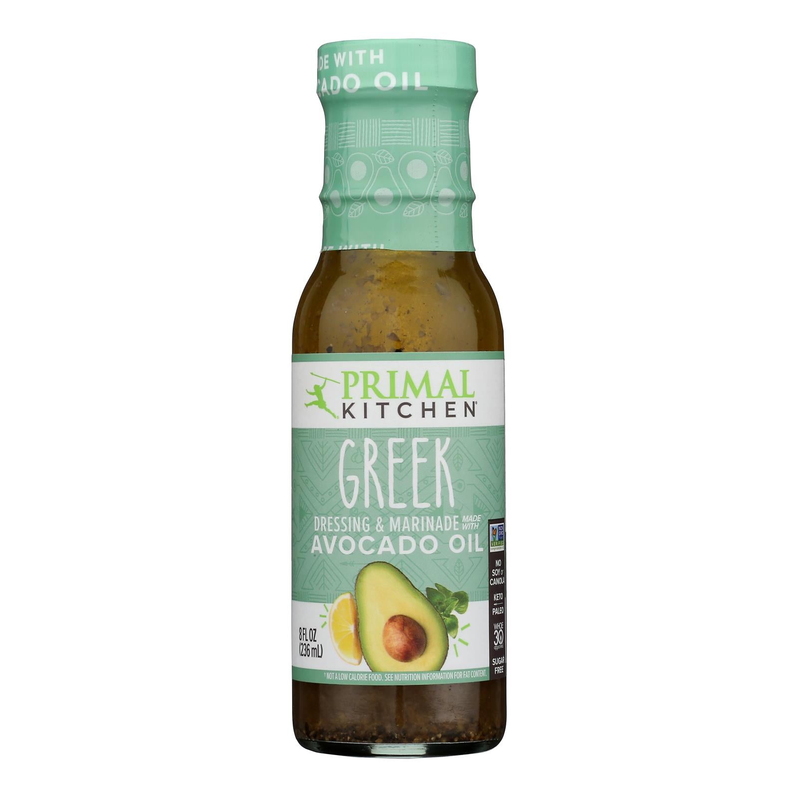 Primal Kitchen Greek Vinaigrette - Avocado Oil and Organic Oil - Case of 6 - 8 oz.
