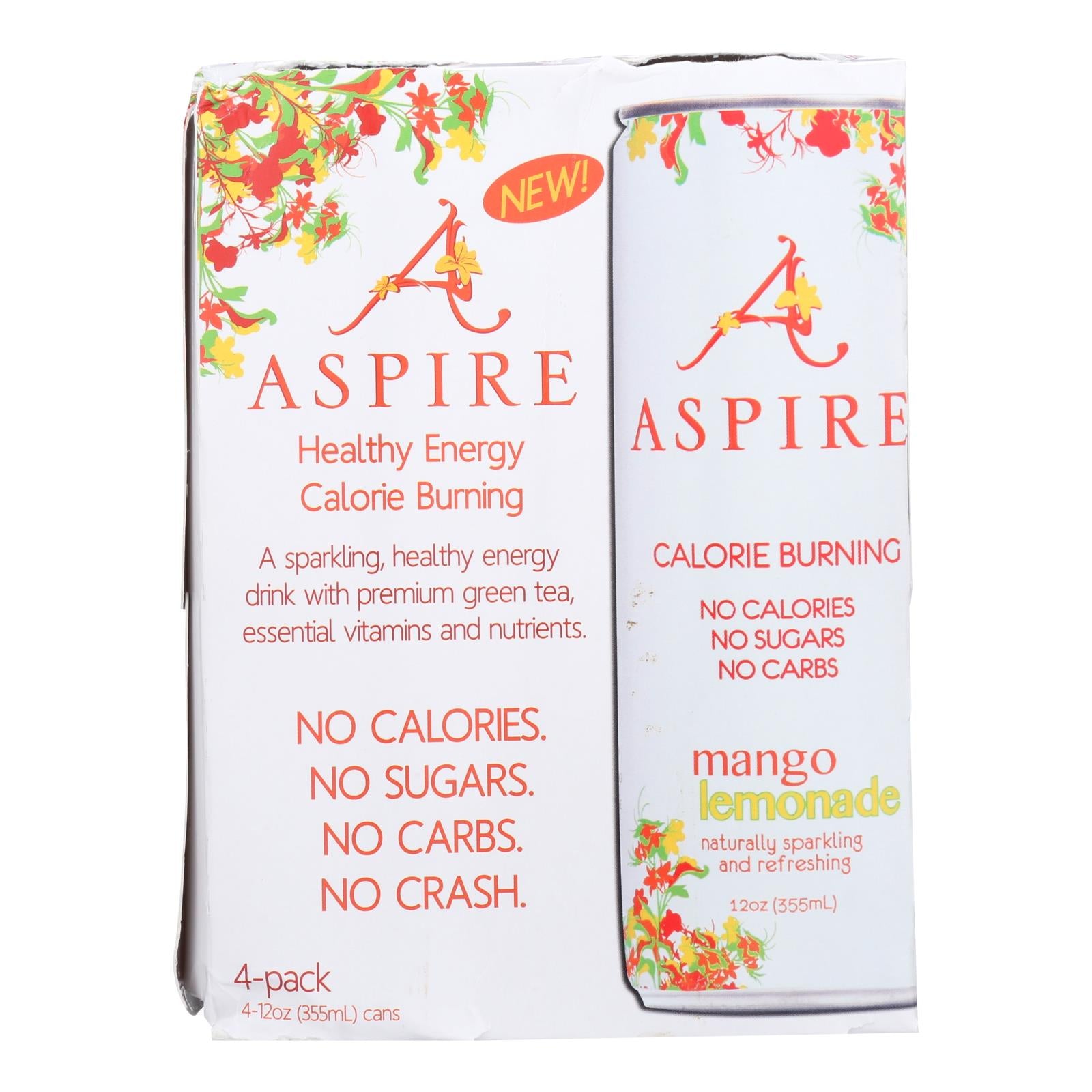 Aspire Mango Lemonade Sparkling Beverage - Case of 6 - 4/12 OZ