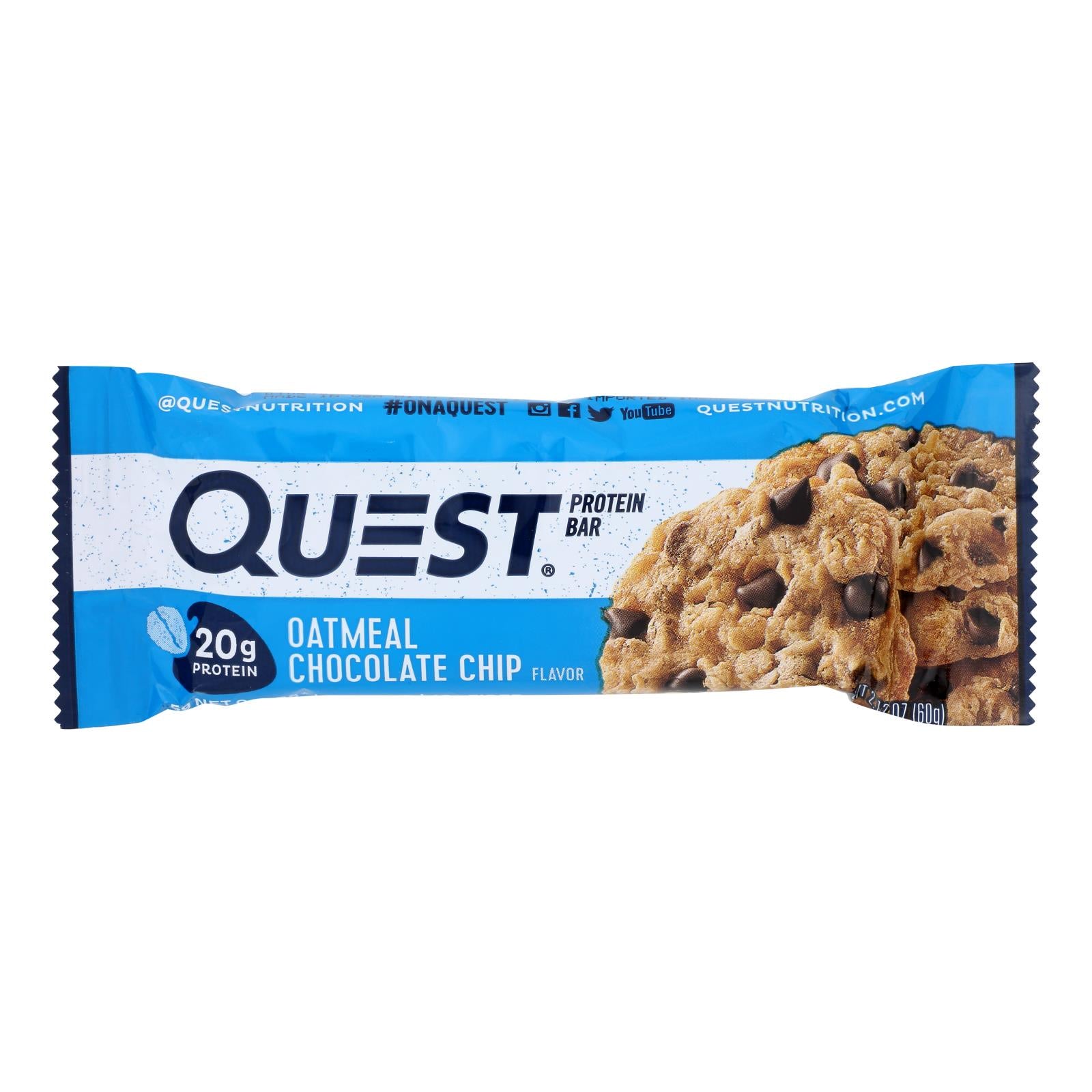 Quest - Bar Oatmeal Chocolate Chips - Case of 12 - 2.12 OZ