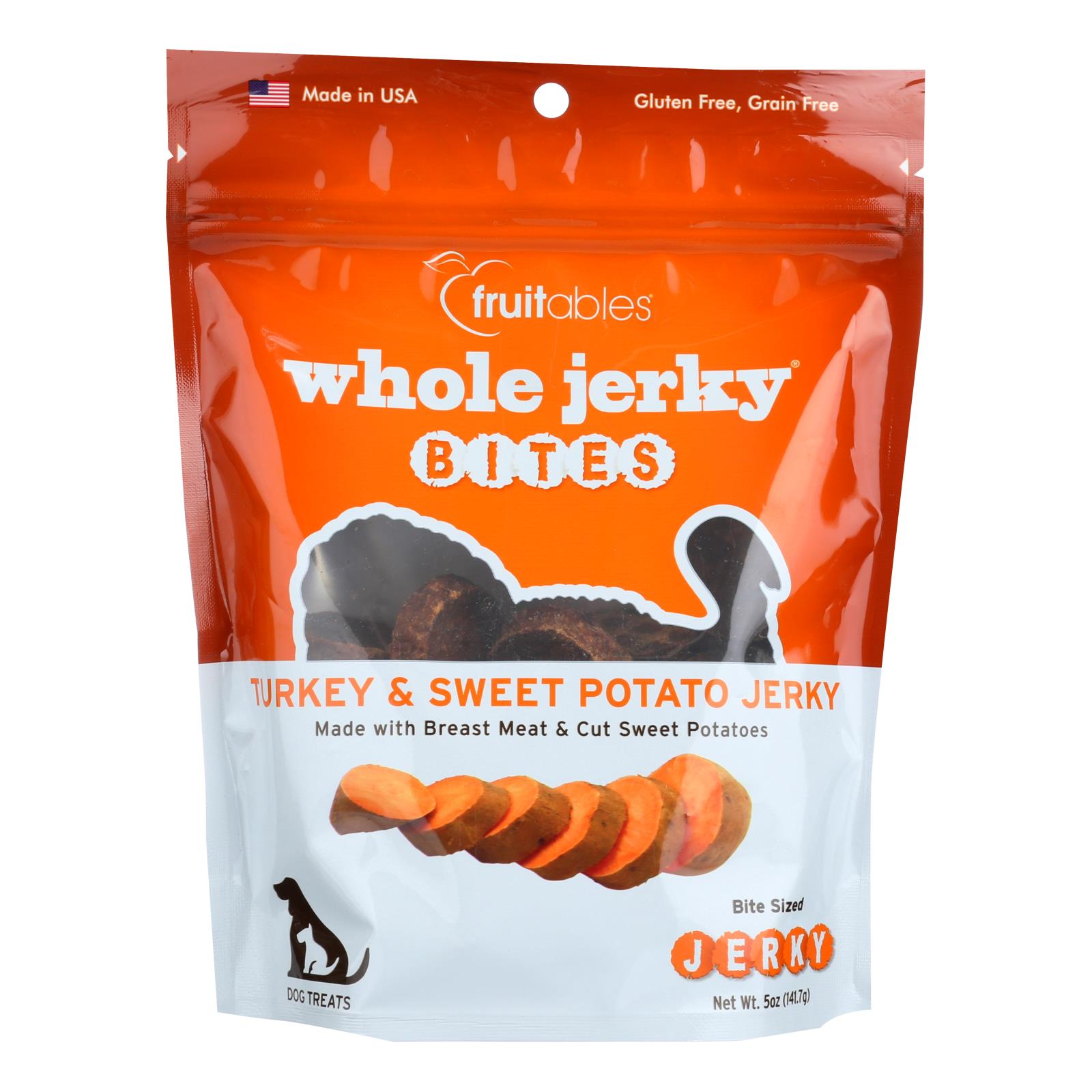 Fruitables Whole Jerky Bites Turkey & Sweet Potato Jerky - Case of 8 - 5 OZ