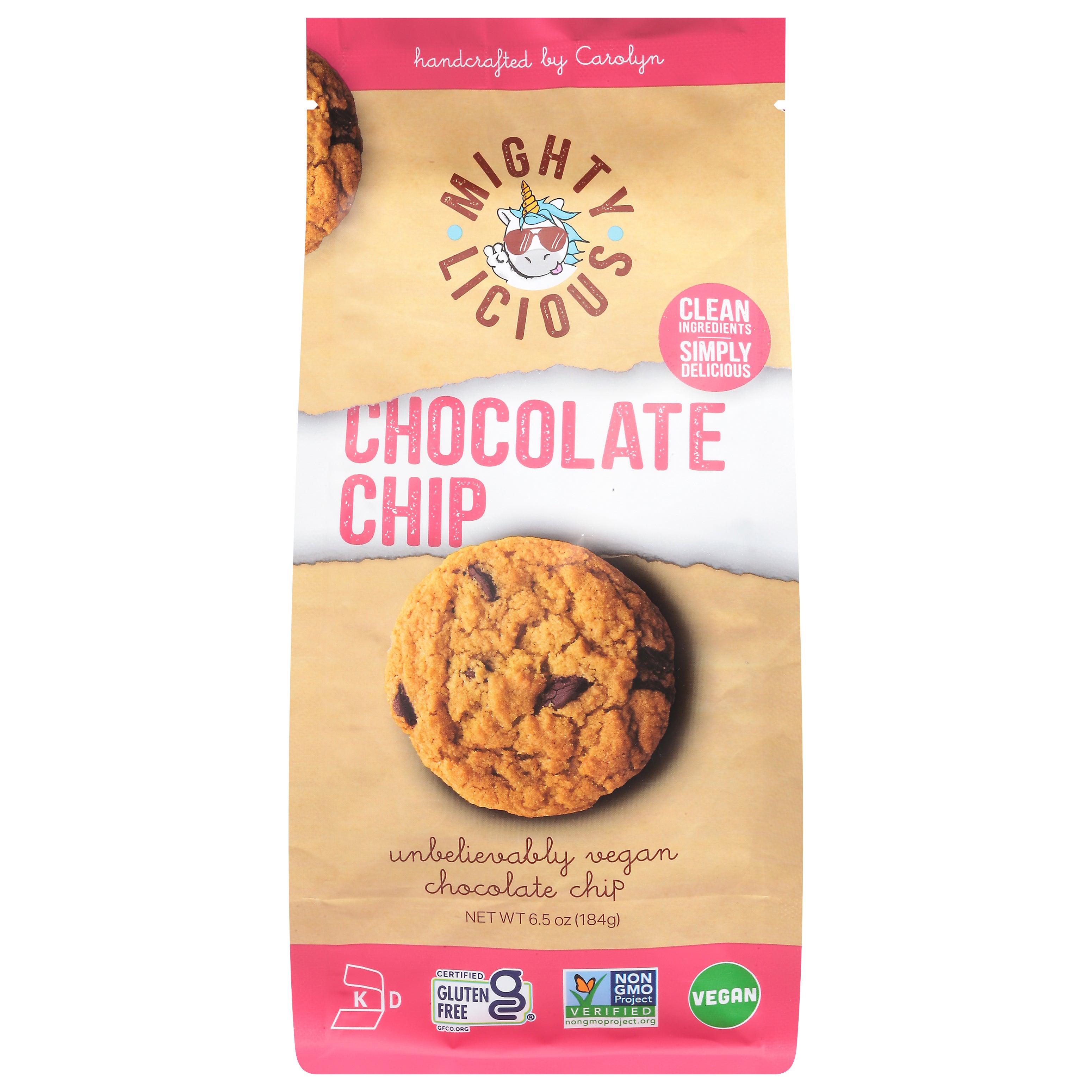 Mightylicious Chocolate Chip Cookies 6.5 oz - Case of 6