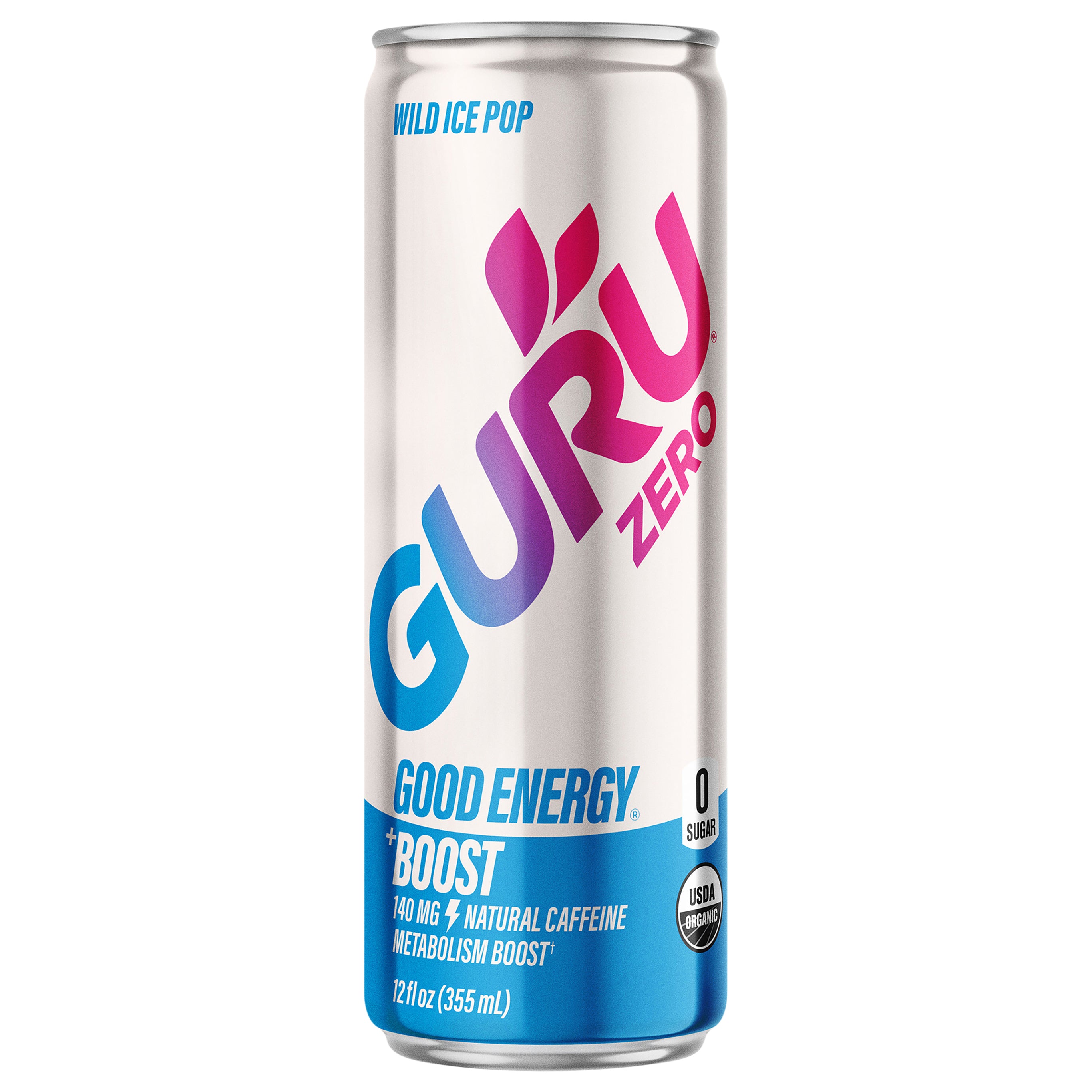 GURU ORGANIC ENERGY DRINK - ZERO Ice Pop 12oz - Case of 24