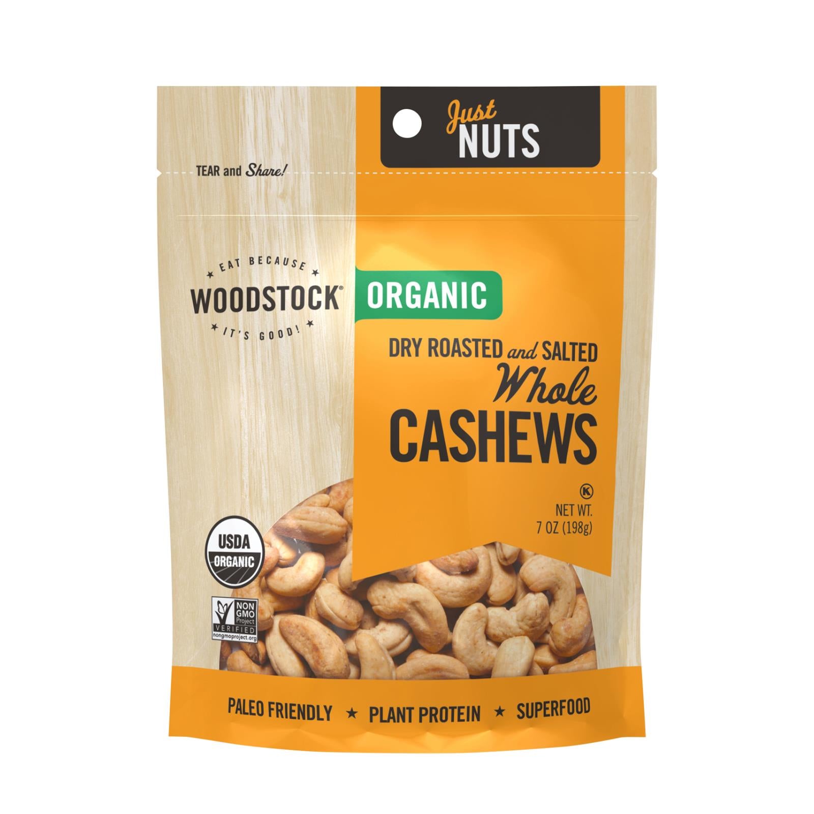 Woodstock Organic Dry Roasted Salted Cashews, 8x7oz