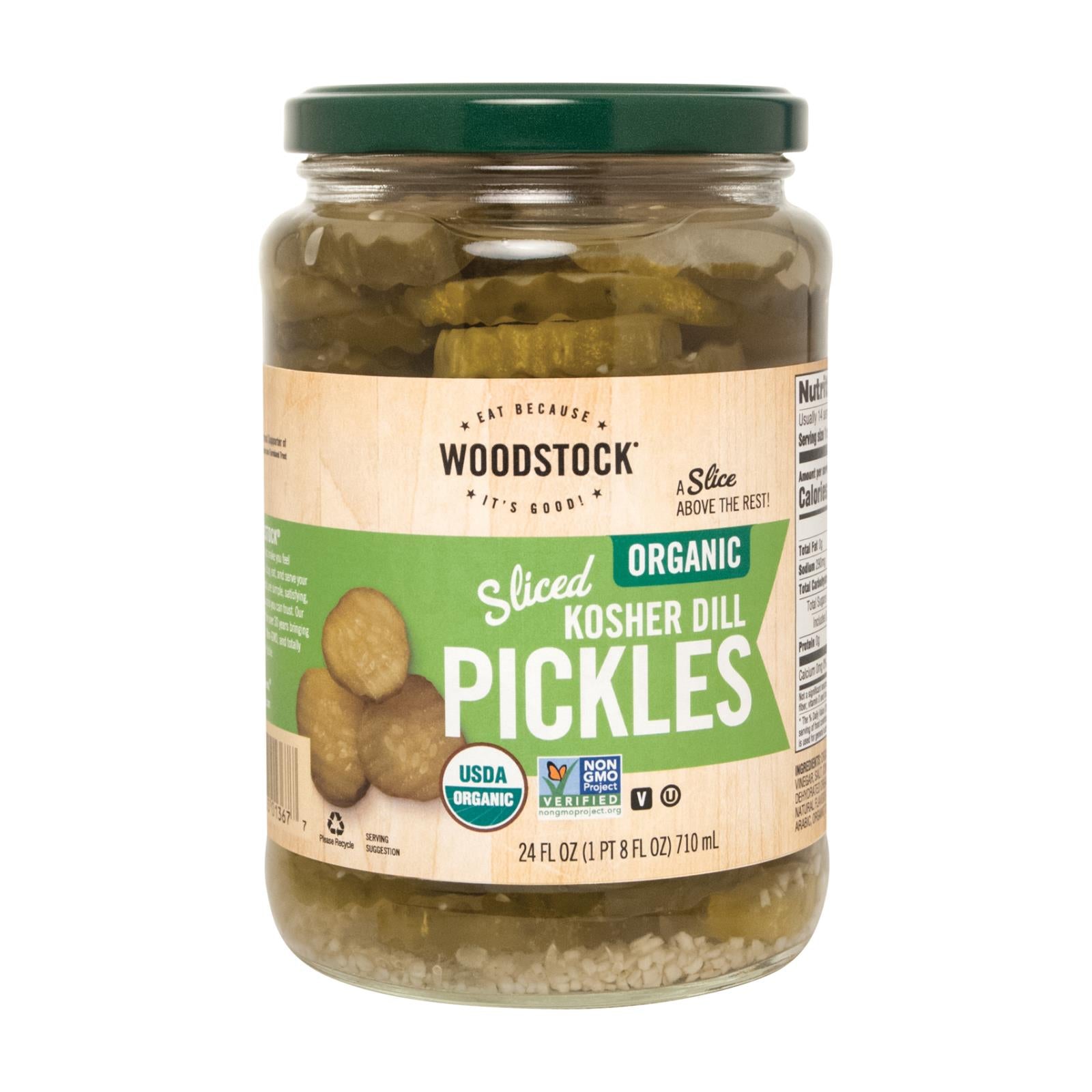 Woodstock Organic Kosher Dill Pickles, 24oz, 6-Pack