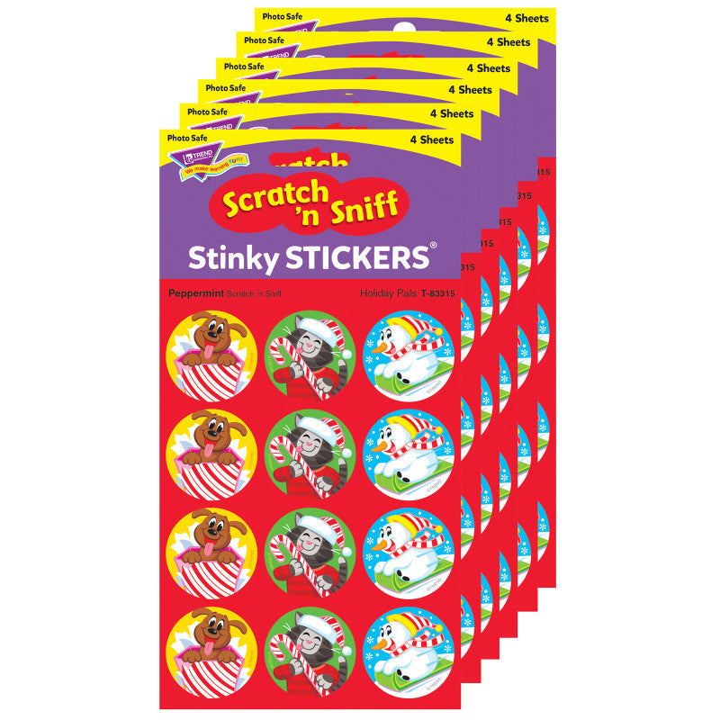 TREND - Holiday Pals/Peppermint Stinky Stickers®, 48 Per Pack, 6 Packs