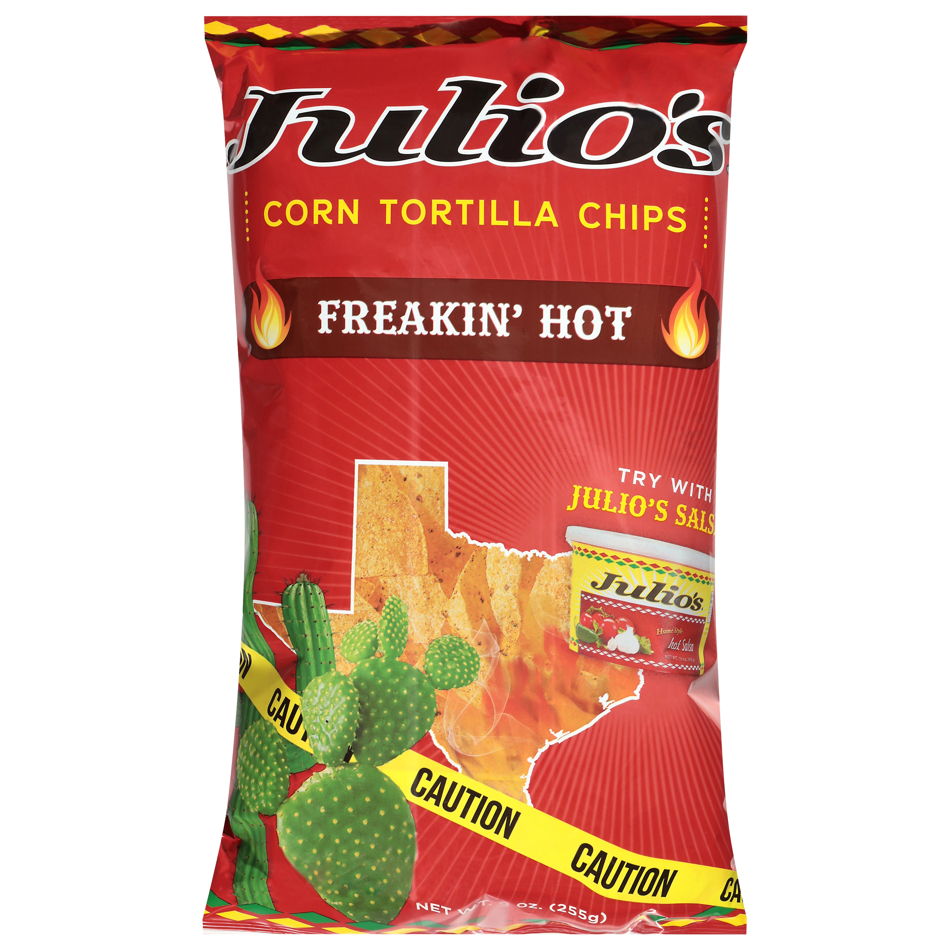 Julio's Freakin' Hot Corn Tortilla Chips 9 oz - Case of 6