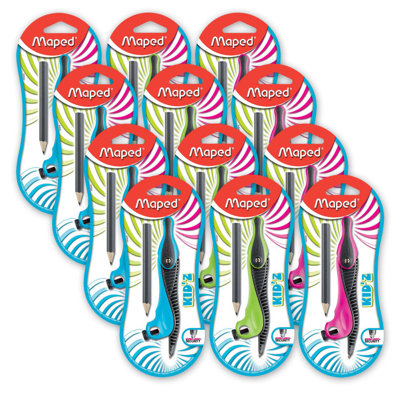 MAPED - Kid'z Compass with Safety Tip + Pencil, Set of 12