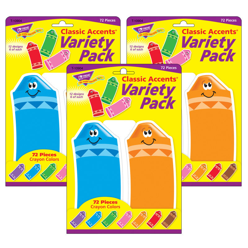 TREND - Crayon Colors Classic Accents® Variety Pack, 72 Per Pack, 3 Packs