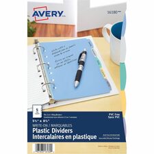 Avery® Durable Plastic Write-On Dividers 5Ω" x 8Ω" , 5 tabs