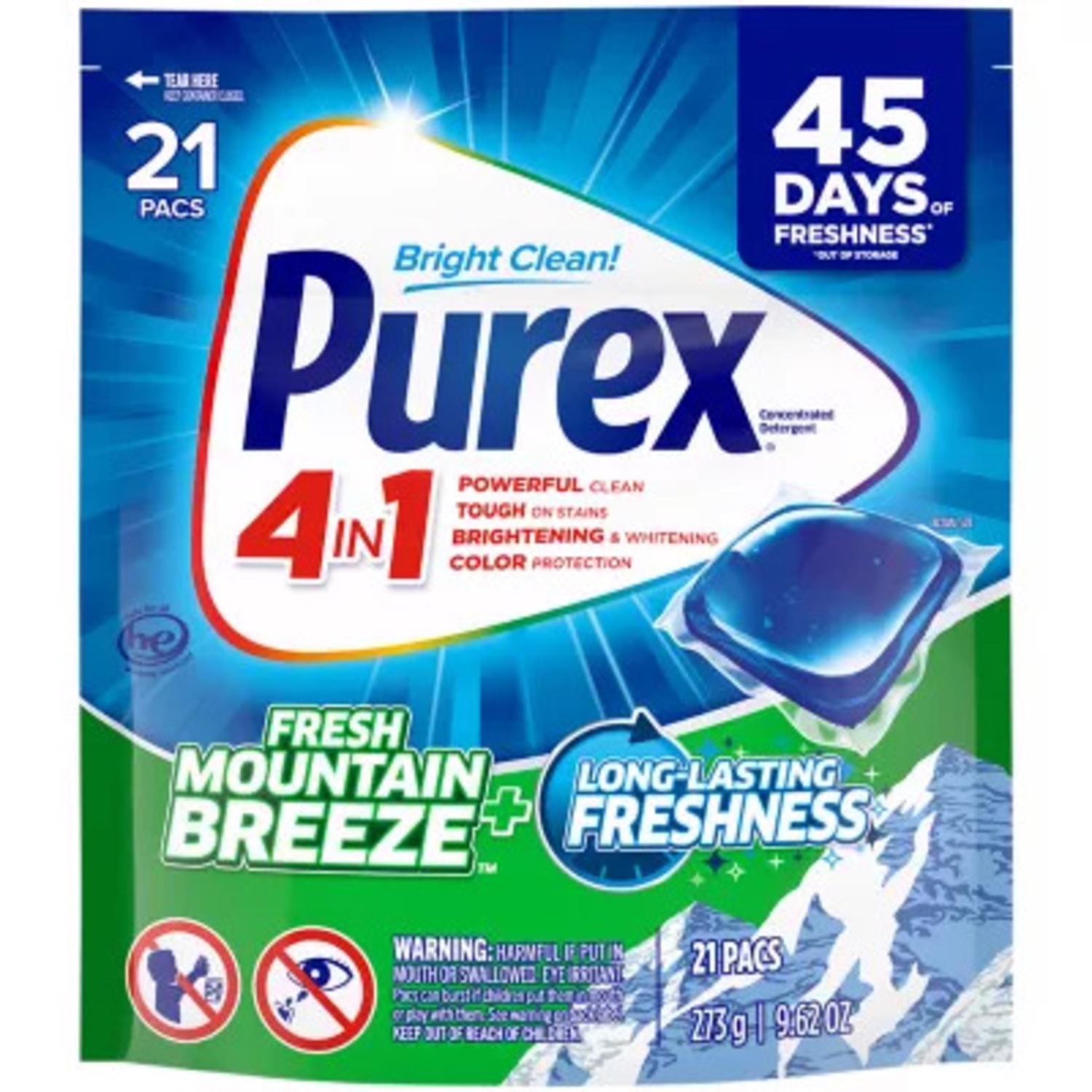 Purex Mountain Breeze Scent Laundry Detergent Pod 11.1 oz 21 pk - Case of 6