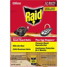 Raid Double Control Small Roach Baits - Cockroaches - Red - 12 / Box