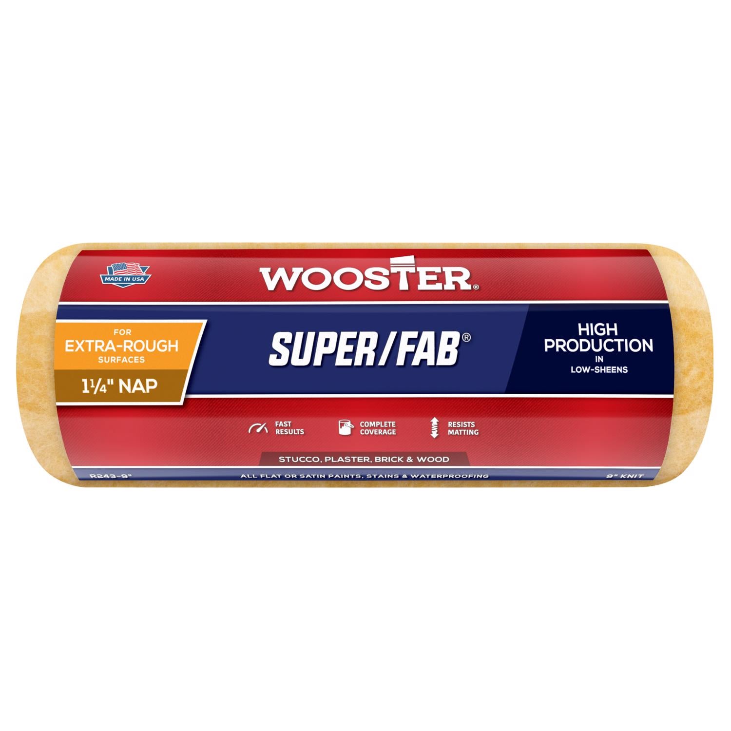 Wooster Super/Fab Knit 9 in. W X 1-1/4 in. Regular Paint Roller Cover 1 pk - Case of 12