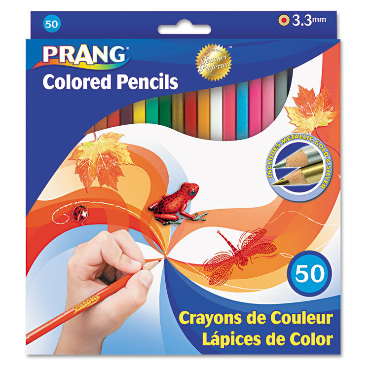 Prang - Colored Pencil Sets, 3.3 mm, 2B (#1), Assorted Lead/Barrel Colors, 50/Pack