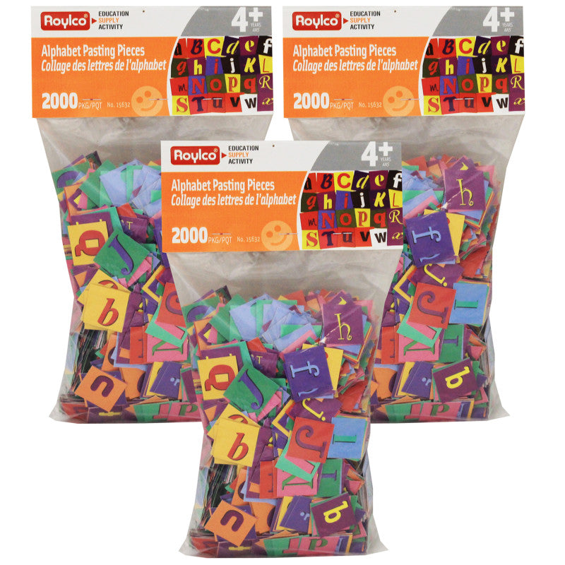 ROYLCO - Alphabet Pasting Pieces, 2000 Per Pack, 3 Packs