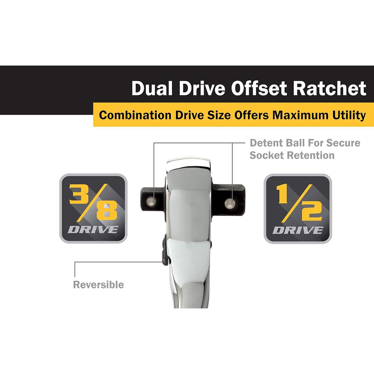 Titan Dual Head Offset Ratchet with 3/8" and 1/2" Drives