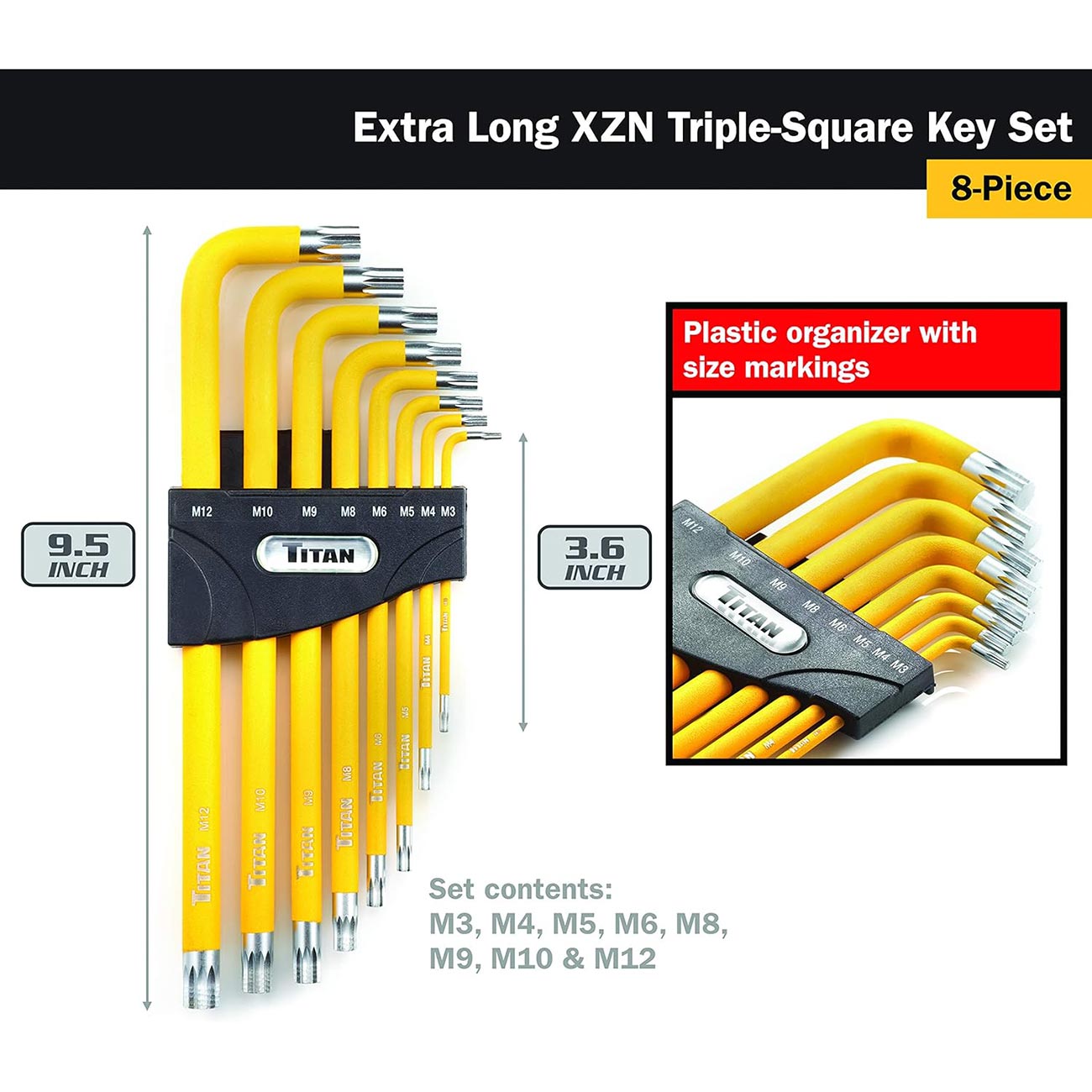 Titan Extra-Long Triple-Square Key Set (8 Piece Set)