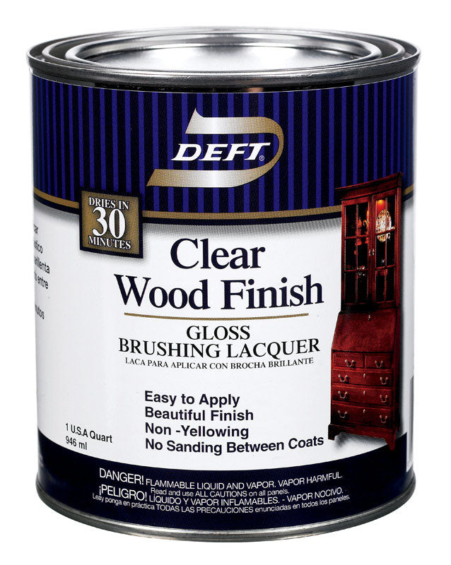 DEFT - Deft Gloss Clear Oil-Based Brushing Lacquer 1 qt - Case of 4