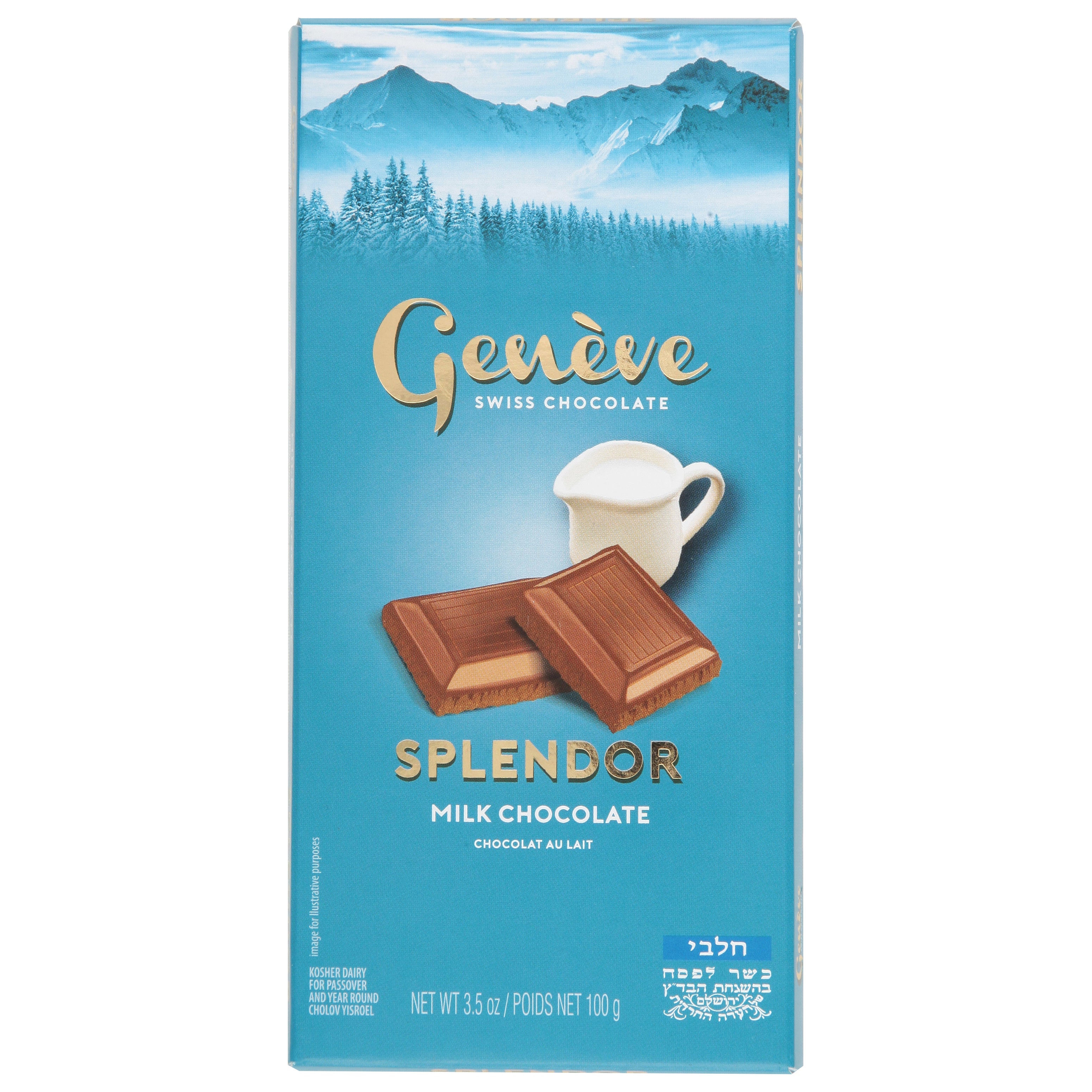 Geneve Splendor Milk Chocolate 3.5 oz - Case of 12