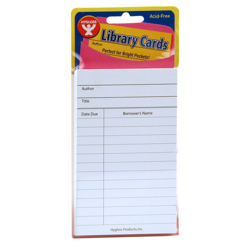 Bright Library Cards, White, Pack of 50