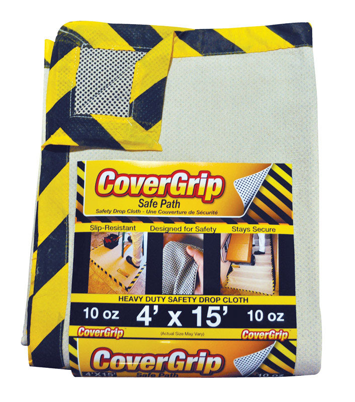 COVERGRIP - CoverGrip 4 ft. W X 15 ft. L X 0.04 mil 10 oz Safety Canvas Drop Cloth 1 pk