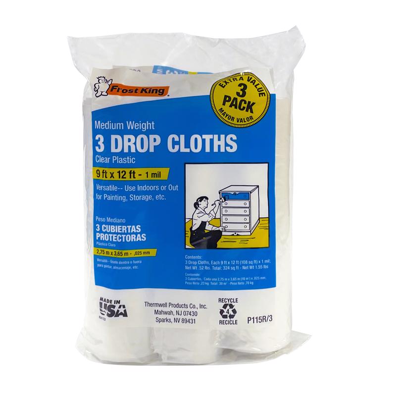 PROJEX - Frost King 9 ft. W X 12 ft. L X 1 mil Plastic Drop Cloth 3 pk