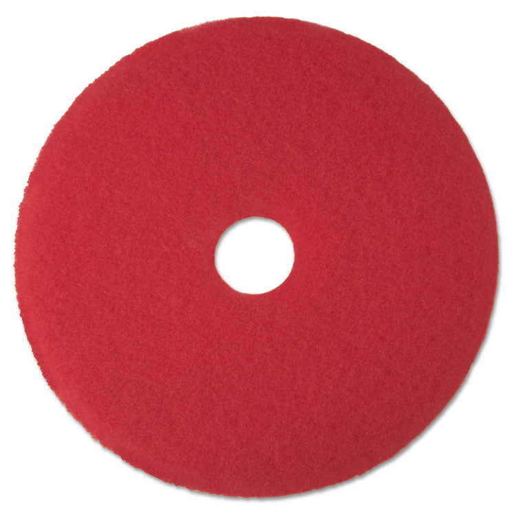 3M - Low-Speed Buffer Floor Pads 5100, 12" Diameter, Red, 5/Carton