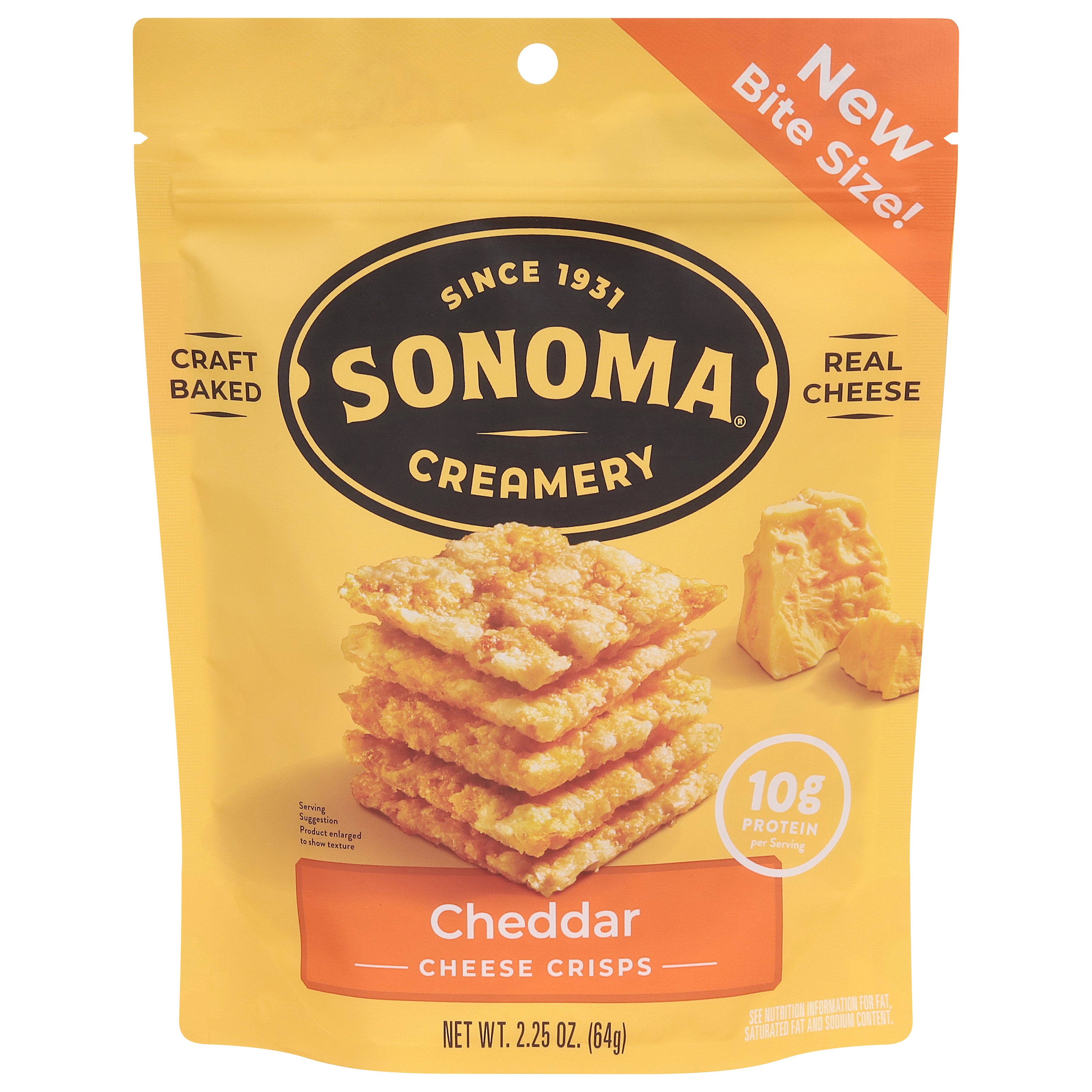 Sonoma Creamery Cheddar Cheese Crisps Bite Size! 2.25 oz - Case of 6