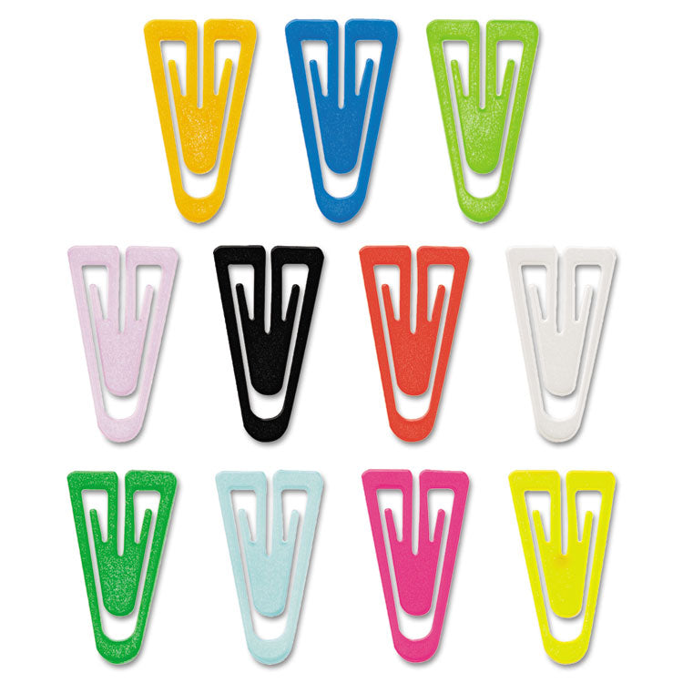 GEM - Plastic Paper Clips, Medium, Smooth, Assorted Colors, 500/Box