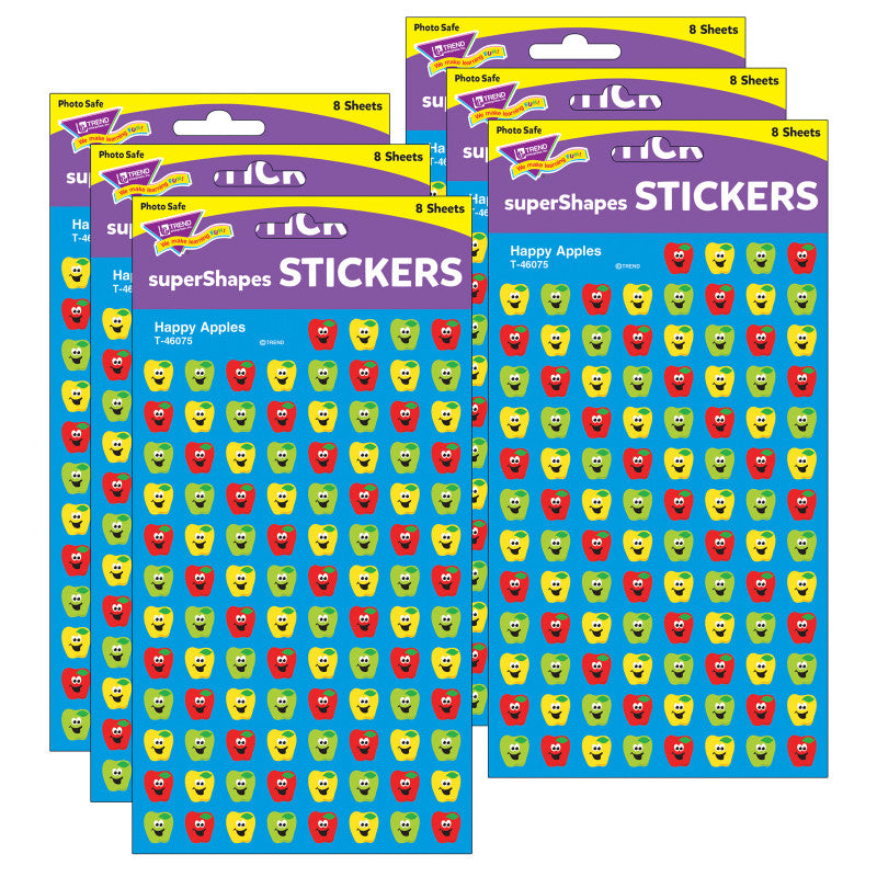 TREND - Happy Apples superShapes Stickers, 800 Per Pack, 6 Packs