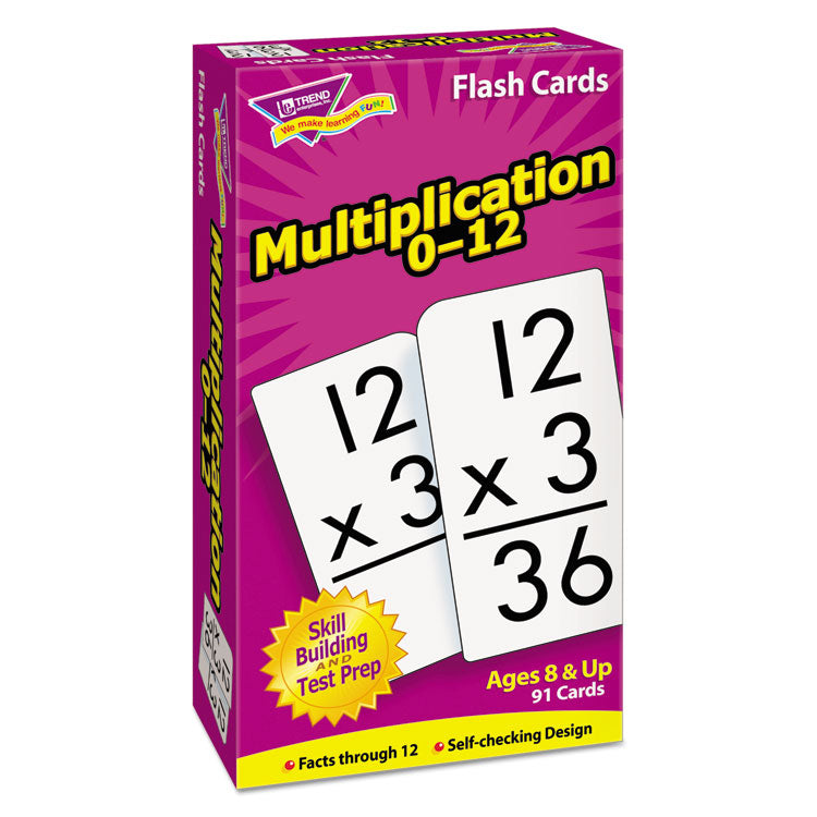 TREND - Skill Drill Flash Cards, Multiplication, 3 x 6, Black and White, 91/Pack
