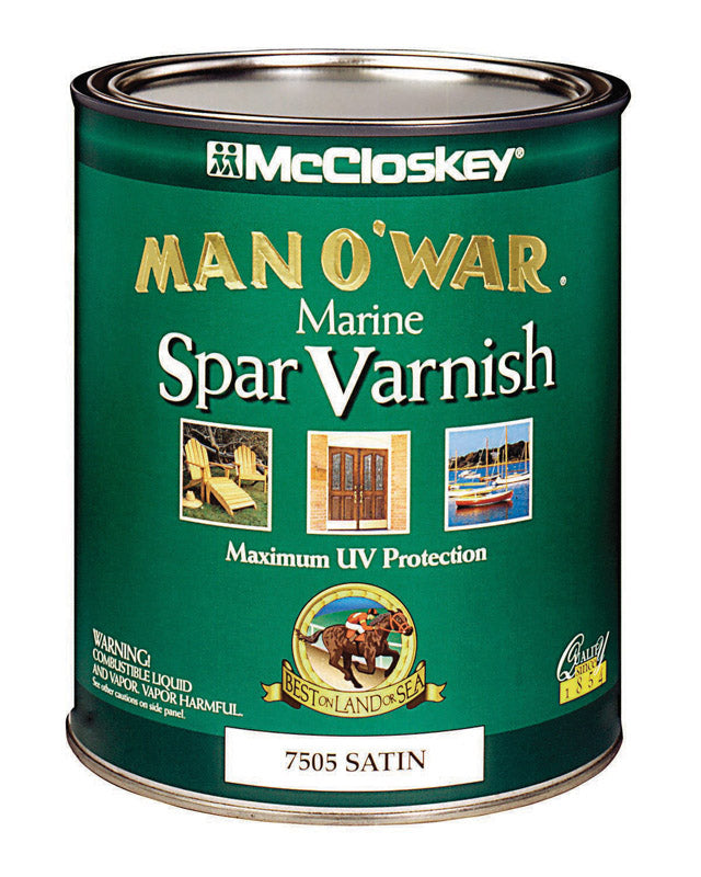 MCCLOSKEY - McCloskey Man O' War Satin Clear Oil-Based Marine Spar Varnish 1 qt - Case of 4