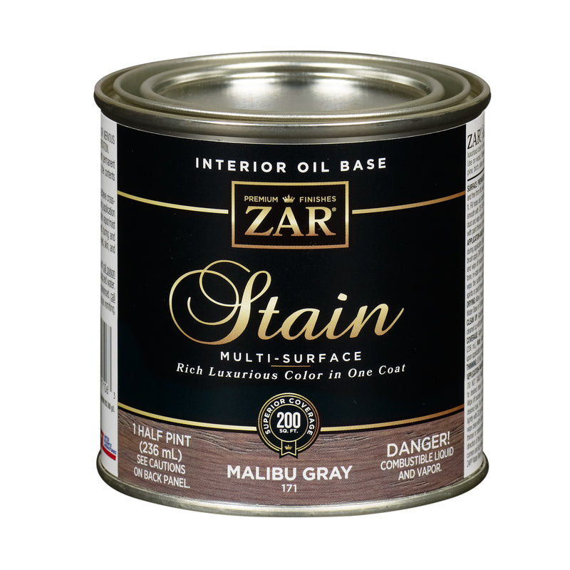 ZAR - ZAR Solid Malibu Gray Oil-Based Polyurethane Wood Stain 0.5 pt - Case of 6