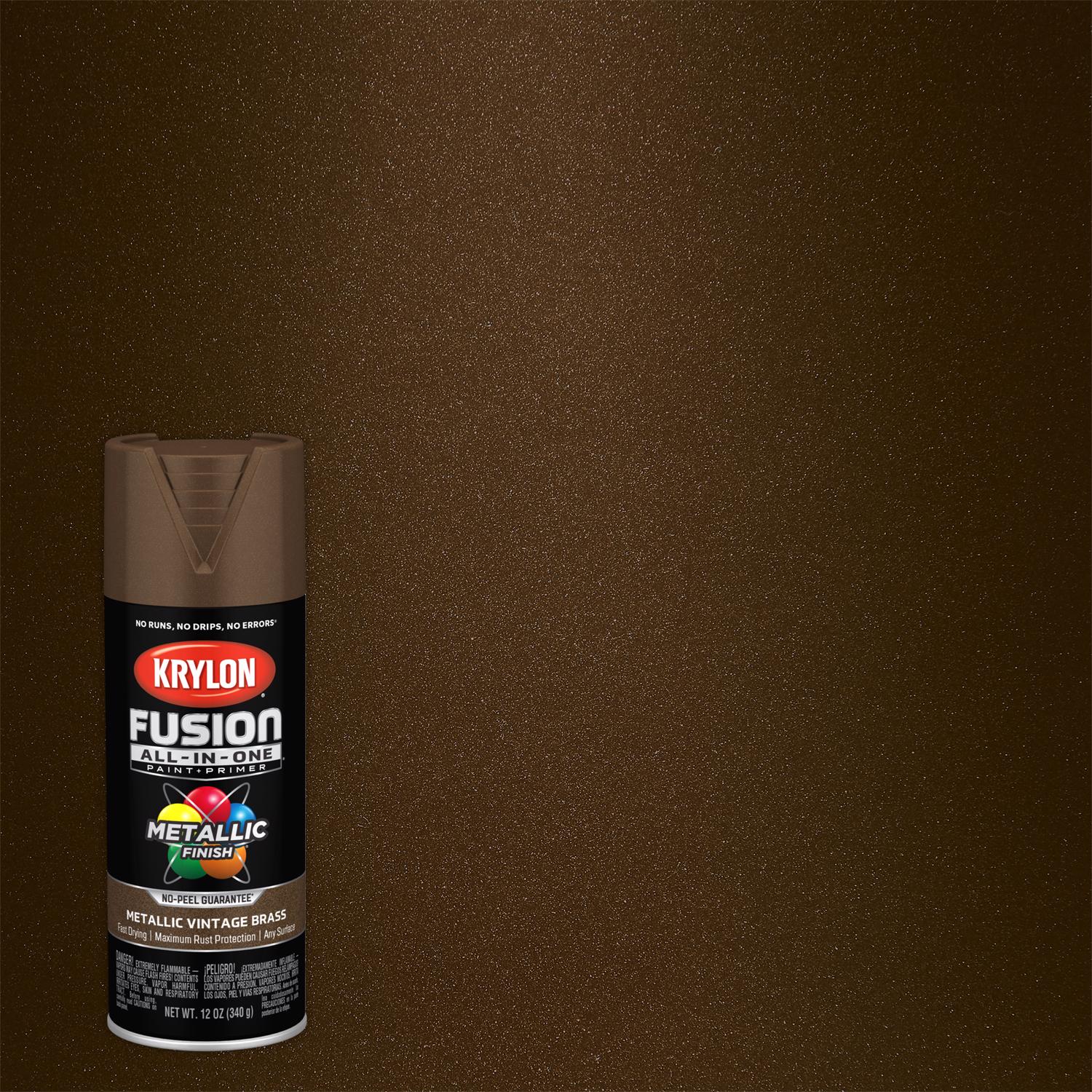 Krylon Fusion All-In-One Metallic Vintage Brass Paint+Primer Spray Paint 12 oz - Case of 6