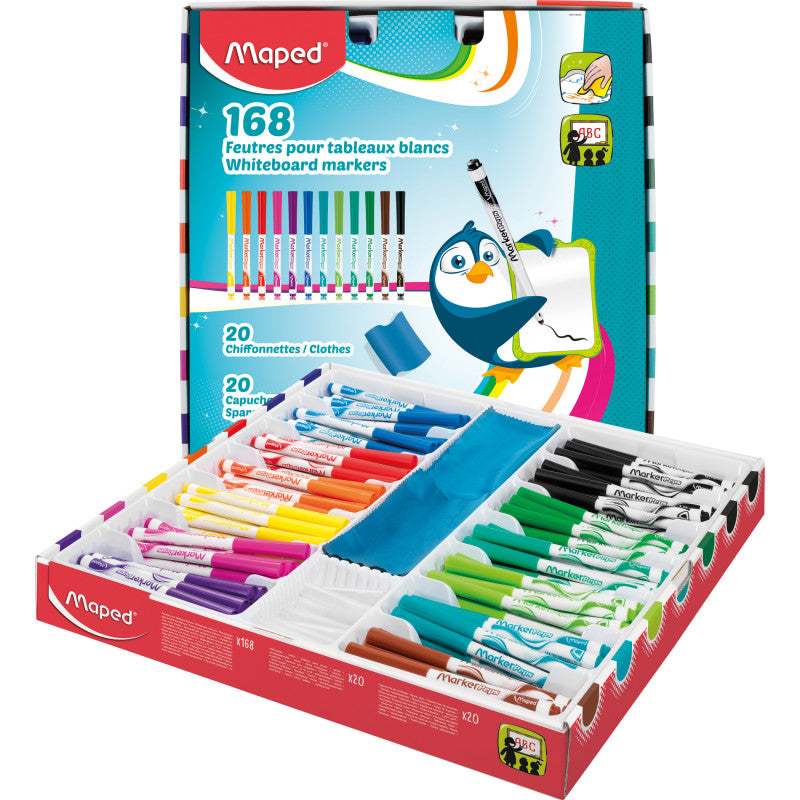 MAPED - Marker'Peps Dry Erase Markers School Pack, Pack of 168