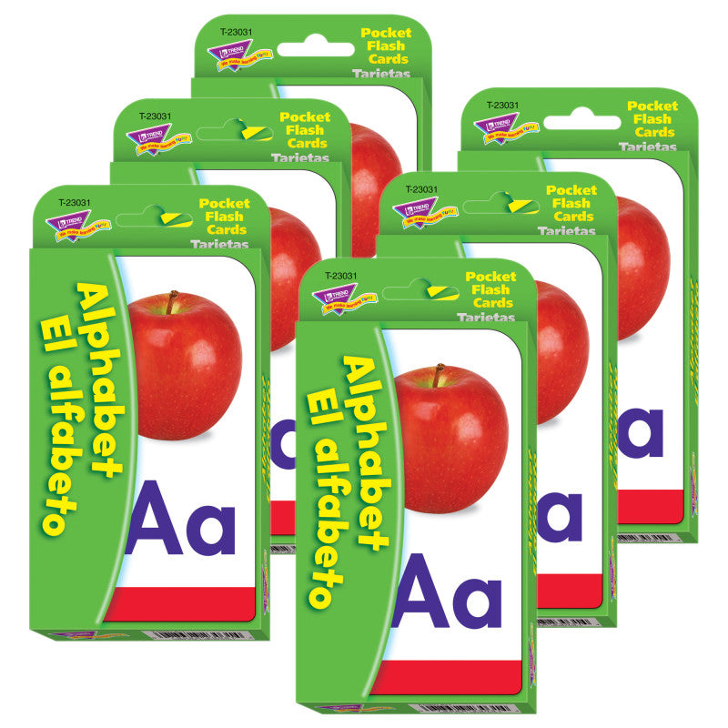 TREND - Alphabet/El Alfabeto (EN/SP) Pocket Flash Cards, 6 Packs