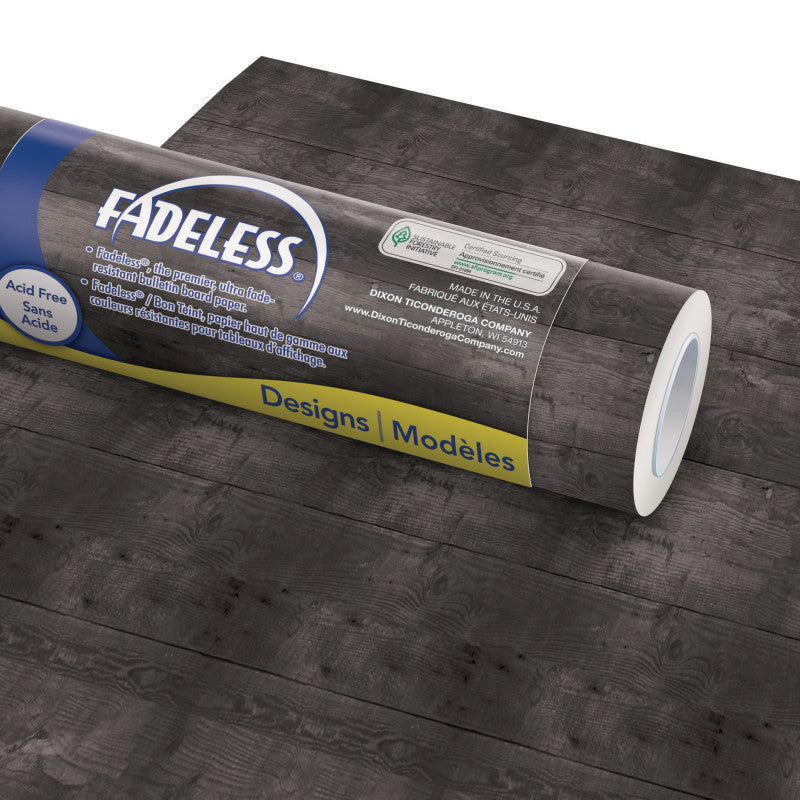 FADELESS - Bulletin Board Art Paper, Black Shiplap, 48" x 50', 1 Roll