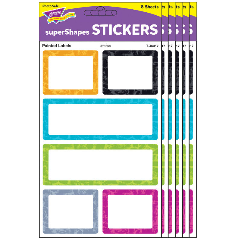 TREND - Color Harmony Painted Labels superShapes Stickers - Large, 24 Per Pack, 6 Packs