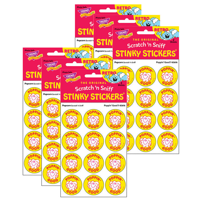 TREND - Poppin' Good/Popcorn Scented Stickers, 24 Per Pack, 6 Packs